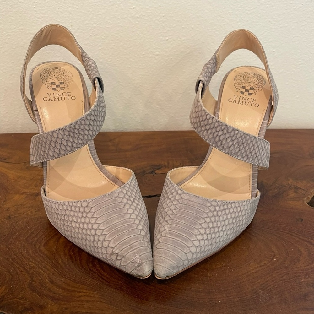 Vince Camuto Grey Snake Print Heels